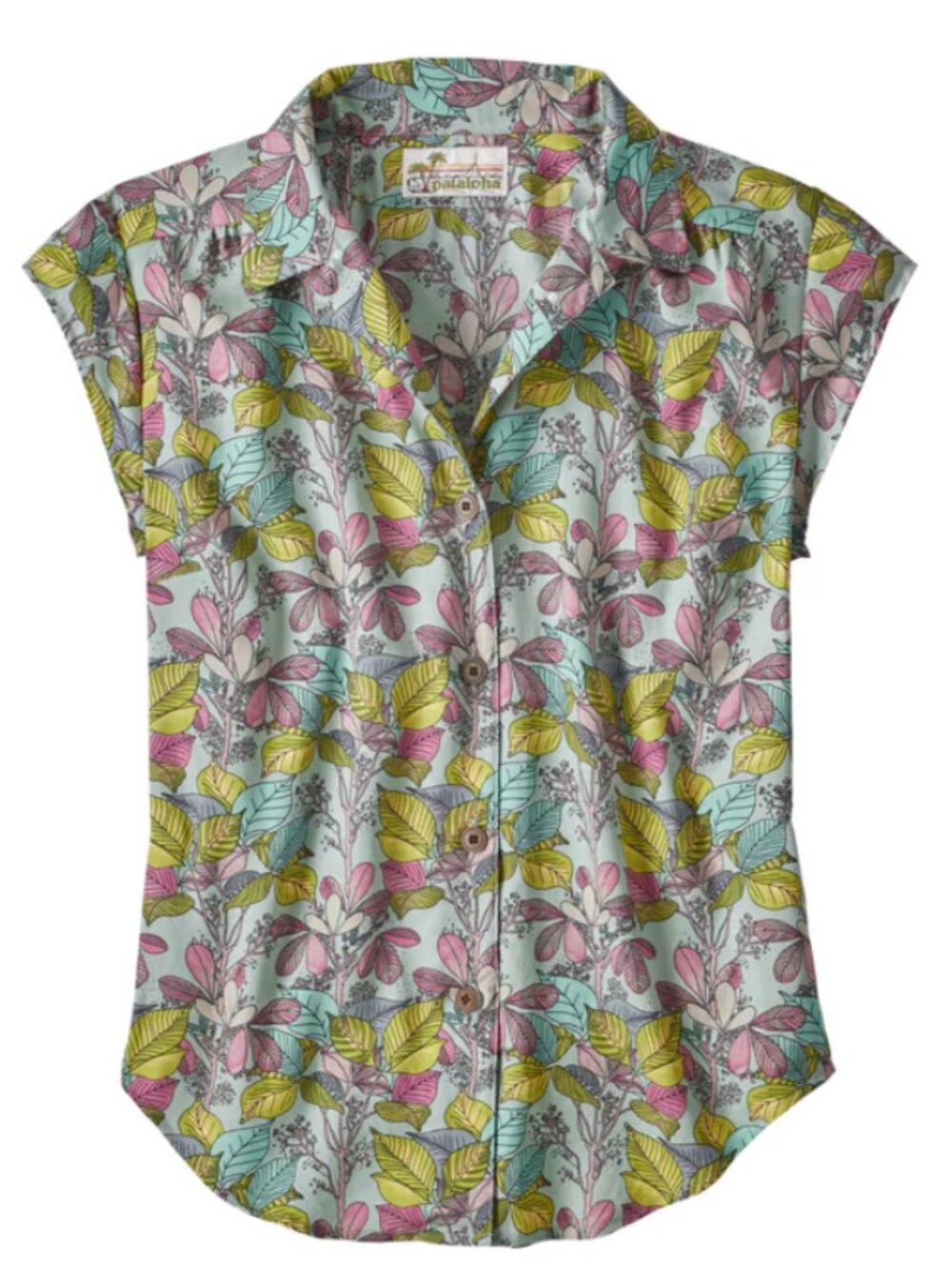 Patagonia® Women's Lightweight Pataloha® Shirt Hevea Branches Gypsum Green Sz 8